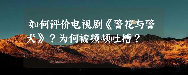 如何评价电视剧《警花与警犬》？为何被频频吐槽？