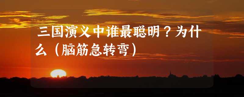 三国演义中谁最聪明？为什么（脑筋急转弯）