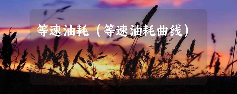 等速油耗（等速油耗曲线）