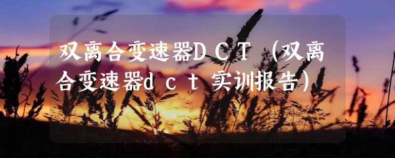 双离合变速器DCT（双离合变速器dct实训报告）