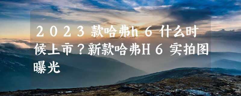 2023款哈弗h6什么时候上市？新款哈弗H6实拍图曝光