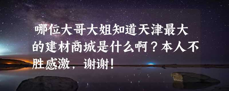 哪位大哥大姐知道天津最大的建材商城是什么啊？本人不胜感激，谢谢！