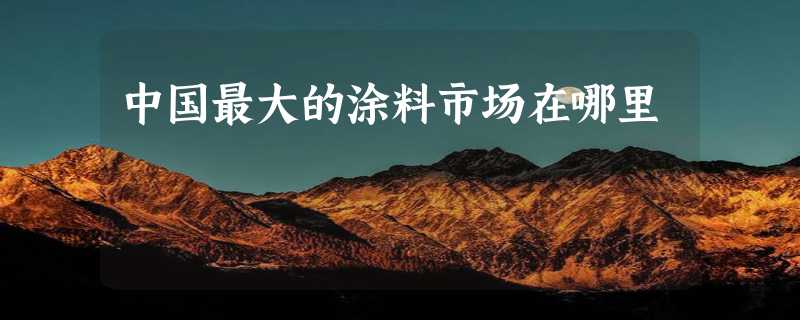 中国最大的涂料市场在哪里