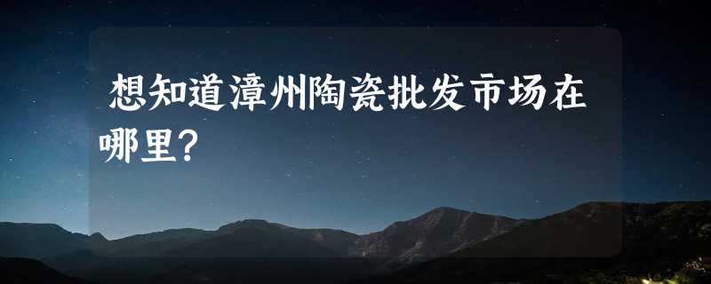 想知道漳州陶瓷批发市场在哪里?