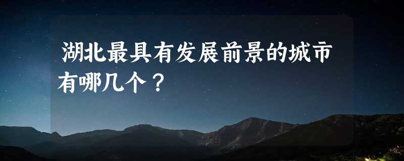 湖北最具有发展前景的城市有哪几个？