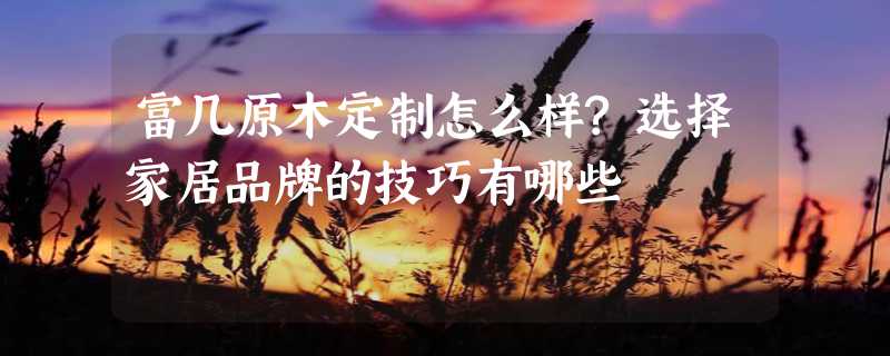 富几原木定制怎么样?选择家居品牌的技巧有哪些