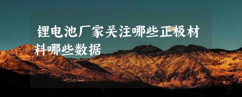 锂电池厂家关注哪些正极材料哪些数据