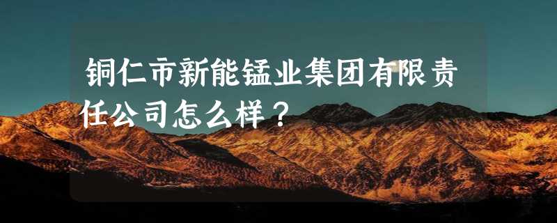 铜仁市新能锰业集团有限责任公司怎么样？