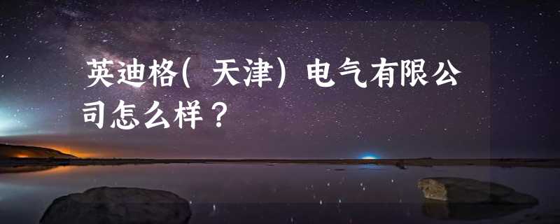 英迪格(天津)电气有限公司怎么样？