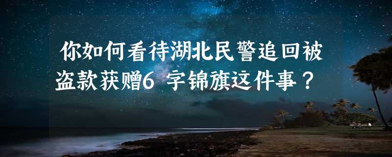 你如何看待湖北民警追回被盗款获赠6字锦旗这件事？