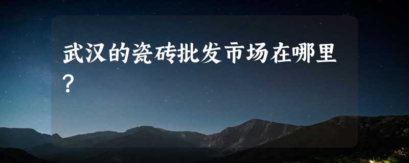 武汉的瓷砖批发市场在哪里？