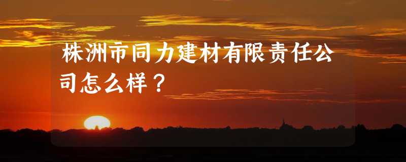 株洲市同力建材有限责任公司怎么样？