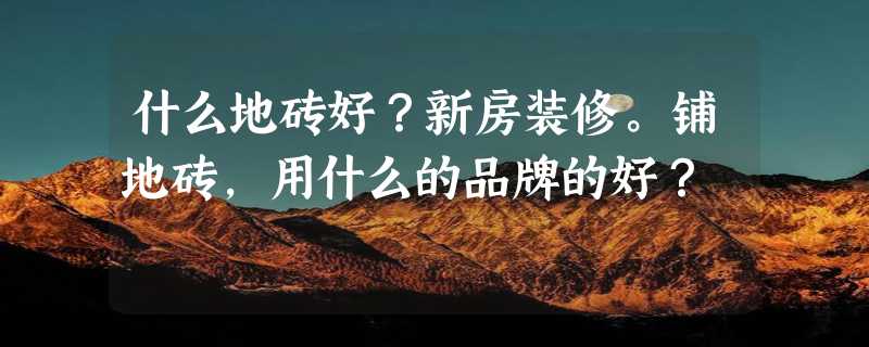 什么地砖好？新房装修。铺地砖，用什么的品牌的好？