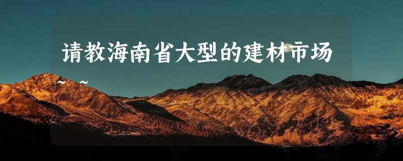 请教海南省大型的建材市场~~