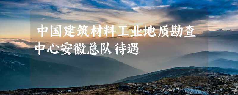 中国建筑材料工业地质勘查中心安徽总队待遇