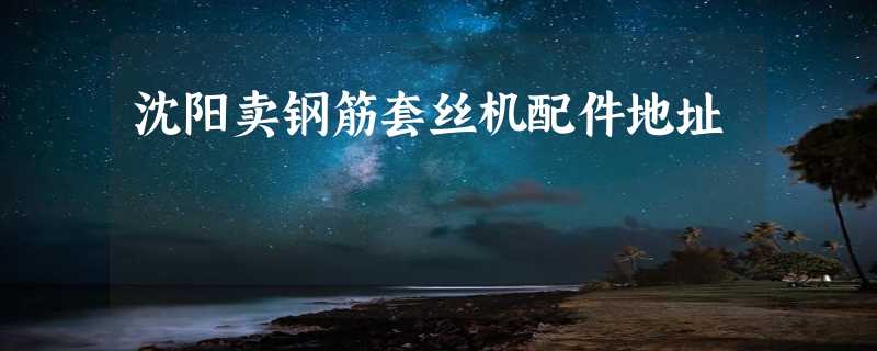 沈阳卖钢筋套丝机配件地址