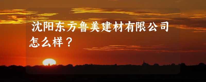 沈阳东方鲁美建材有限公司怎么样？