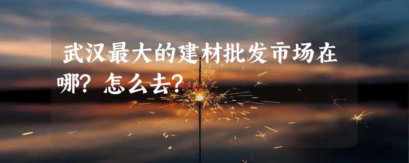 武汉最大的建材批发市场在哪?怎么去?