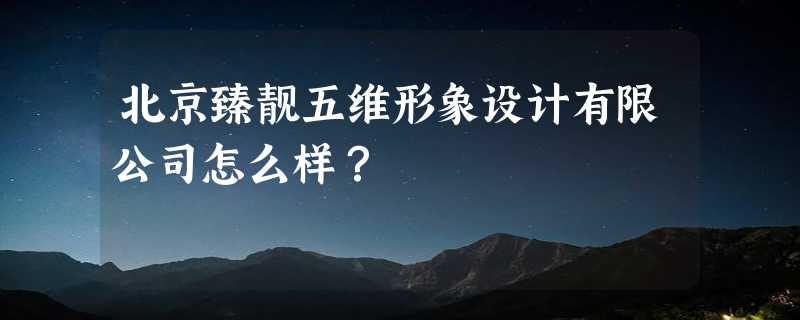 北京臻靓五维形象设计有限公司怎么样？