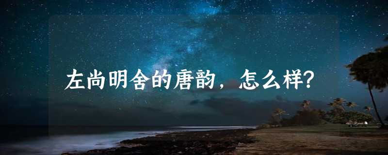 左尚明舍的唐韵,怎么样?