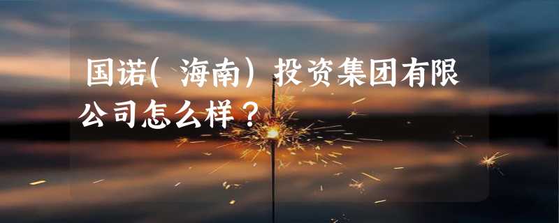 国诺(海南)投资集团有限公司怎么样？