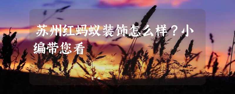 苏州红蚂蚁装饰怎么样？小编带您看