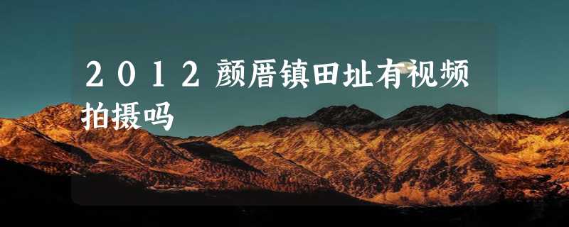 2012颜厝镇田址有视频拍摄吗
