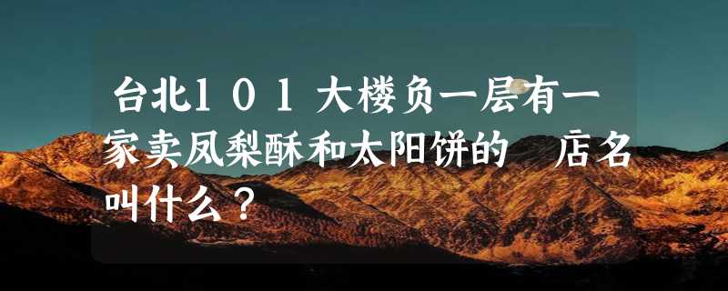 台北101大楼负一层有一家卖凤梨酥和太阳饼的 店名叫什么？