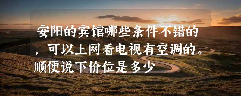 安阳的宾馆哪些条件不错的,可以上网看电视有空调的。顺便说下价位是多少