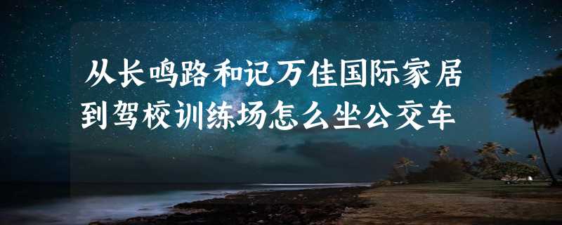 从长鸣路和记万佳国际家居到驾校训练场怎么坐公交车