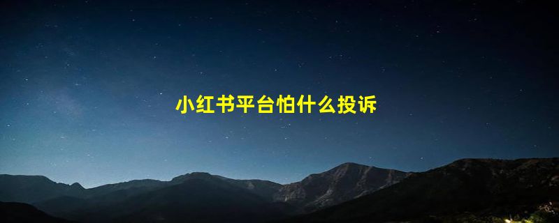 小红书平台怕什么投诉