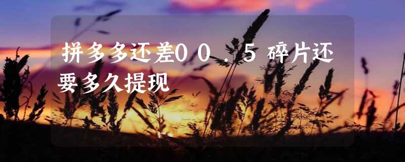 拼多多还差00.5碎片还要多久提现