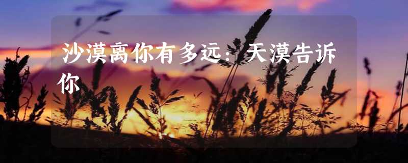 沙漠离你有多远：天漠告诉你