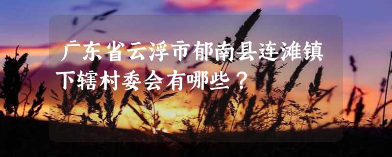 广东省云浮市郁南县连滩镇下辖村委会有哪些？