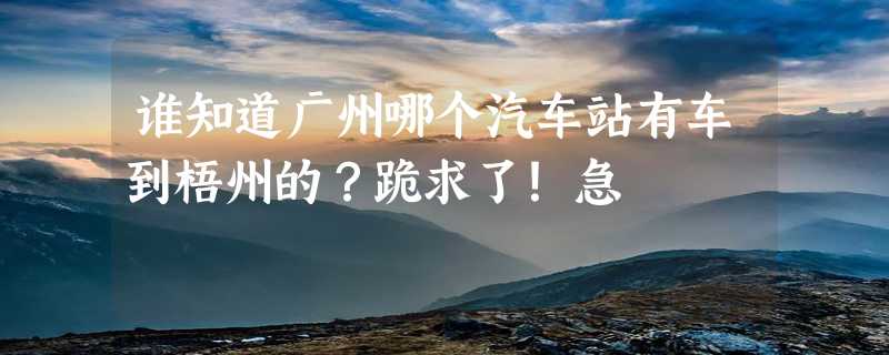 谁知道广州哪个汽车站有车到梧州的？跪求了！急