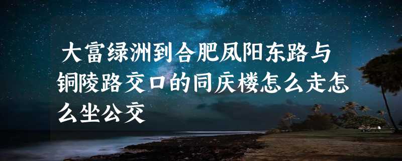 大富绿洲到合肥凤阳东路与铜陵路交口的同庆楼怎么走怎么坐公交